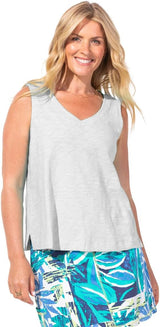 Textured Peruvian Cotton V-Neck Tank - 10014