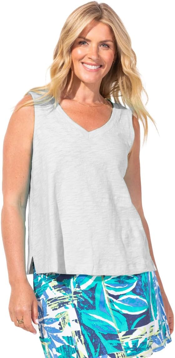 Textured Peruvian Cotton V-Neck Tank - 10014