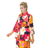 IC Collection Bold Floral-Print Jacket in Fuchsia Multi - 6124T