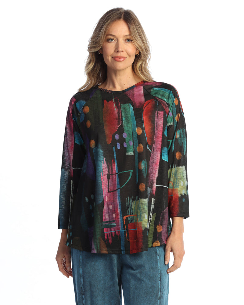 "Compose" Raglan A-Line Drape Top - 62-2143