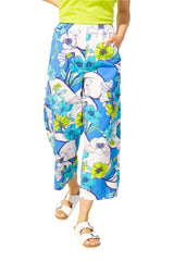 Coastal Cotton Floral Resort Pant in Riviera - 62351