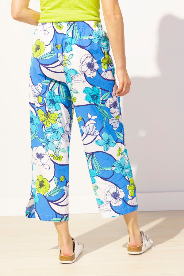 Coastal Cotton Floral Resort Pant in Riviera - 62351