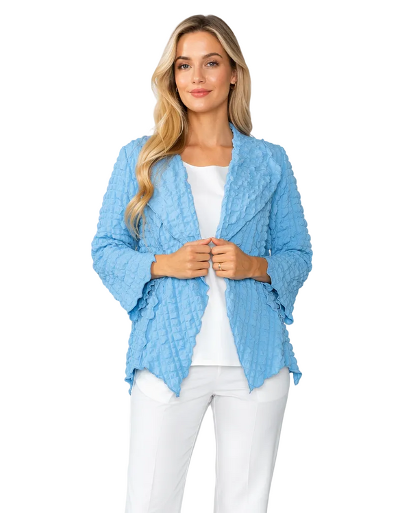 Pucker Textured Jacket in Ocean Blue - 3873J-BLU