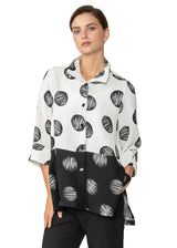 Two-Tone Textured Polka Dot Shirt - 6274T