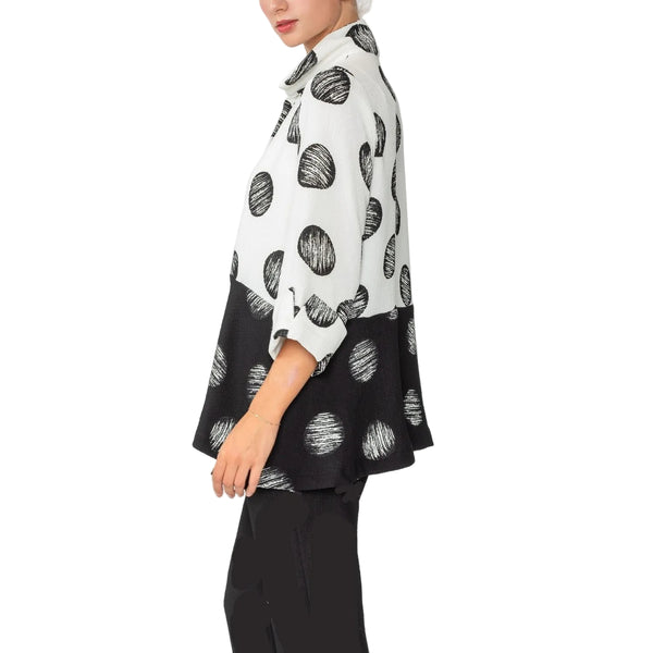 Two-Tone Textured Polka Dot Shirt - 6274T