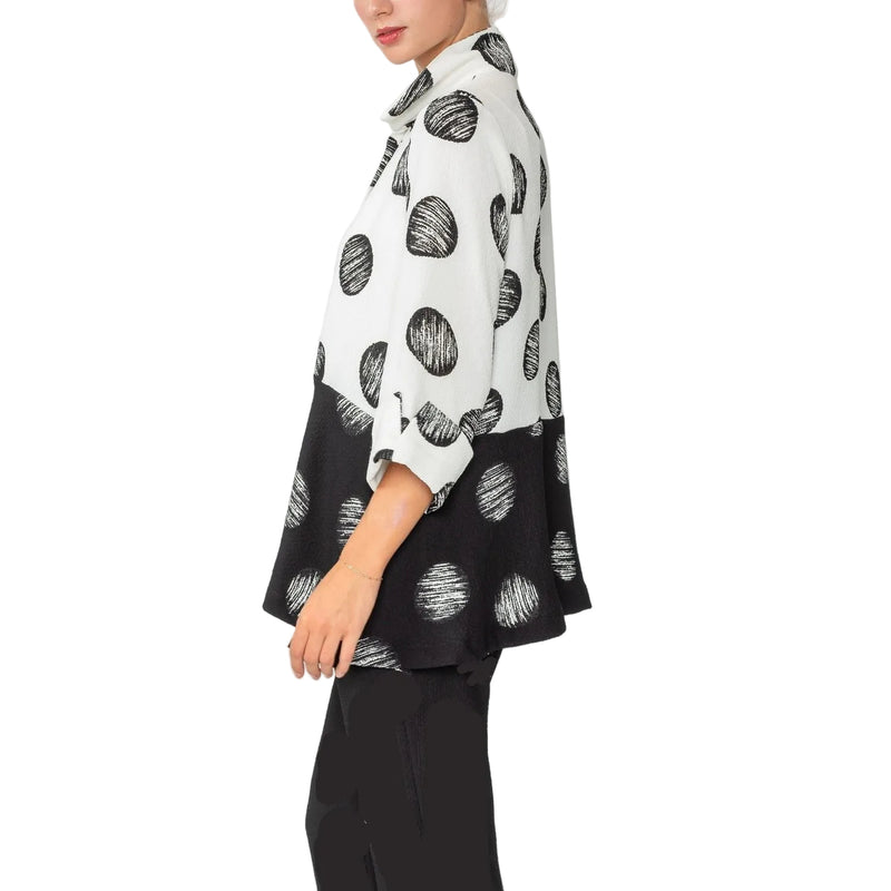 Two-Tone Textured Polka Dot Shirt - 6274T