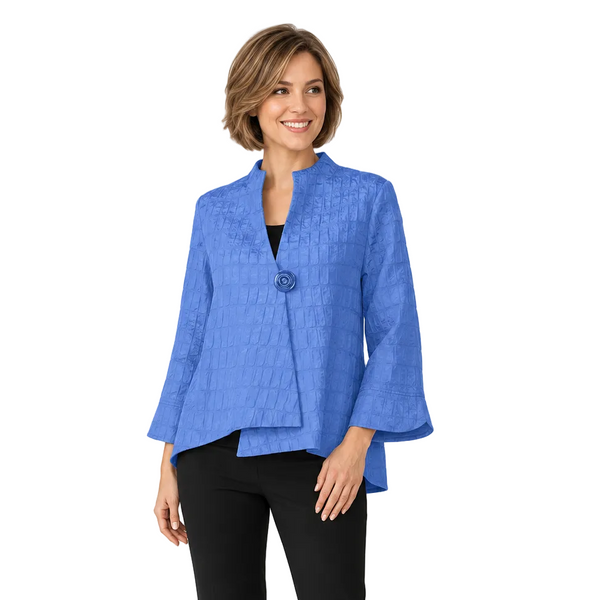 Textured Jacquard One-Button Jacket in Blue - 6288J-BLU