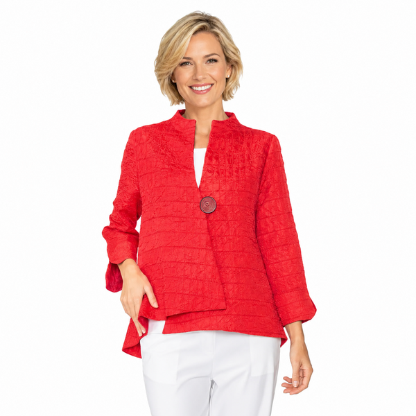 Textured One-Button Jacket in Red - 6288J-RD