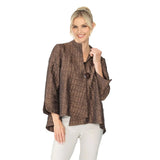 Simply Elegant One-Button Jacquard Jacket in Brown - 6288J-BN