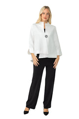 Textured One-Button Asymmetric Jacket in White - 6288J-WT