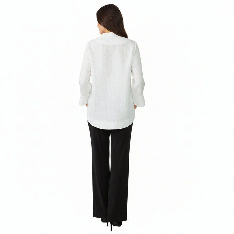 Textured One-Button Asymmetric Jacket in White - 6288J-WT