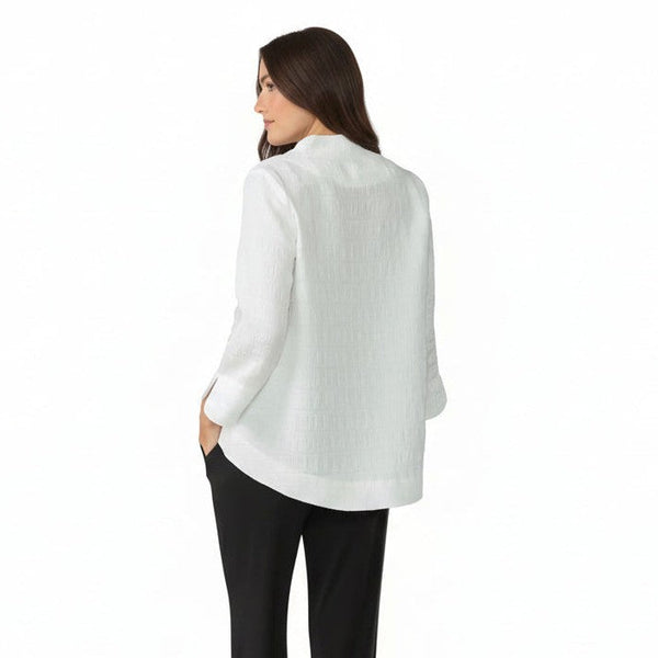 Textured One-Button Asymmetric Jacket in White - 6288J-WT