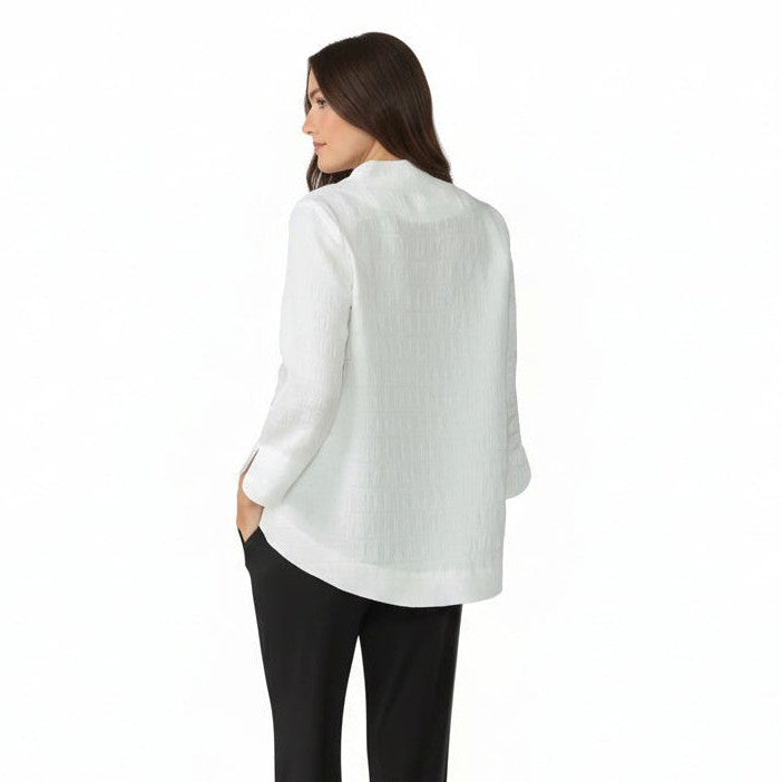 Textured One-Button Asymmetric Jacket in White - 6288J-WT