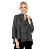 Crinkle Jacquard One-Button Jacket in Black - 6288J-BLK