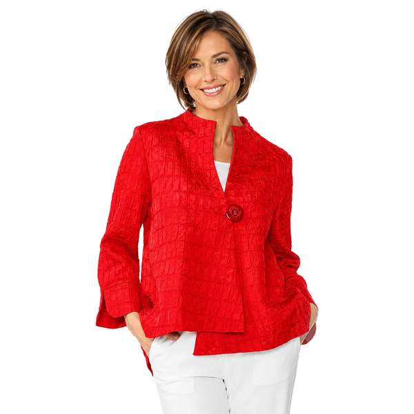 Textured One-Button Jacket in Red - 6288J-RD