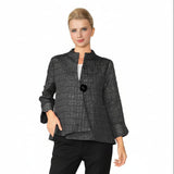 Elegant Textured One-Button Jacket in Black - 6288J-BLK - Size XL Only!