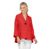 Textured One Button High-Low Jacket in Red - 7525J-RD