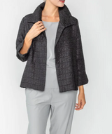 Solid Jacquard Open Front Jacket in Black - 6289J-BLK