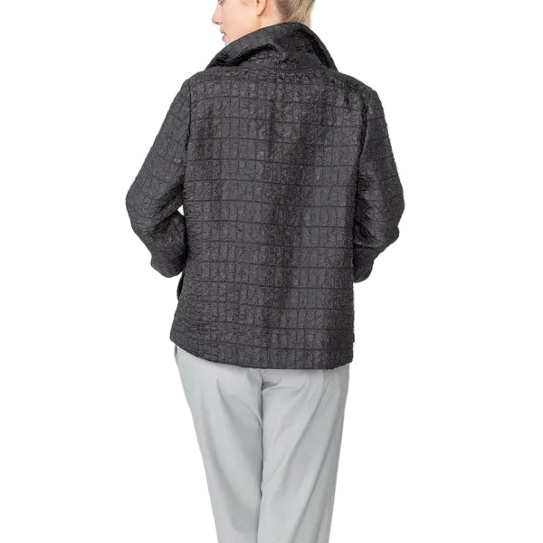 Black Textured Jacquard Open-Front Jacket - 6289J-BLK