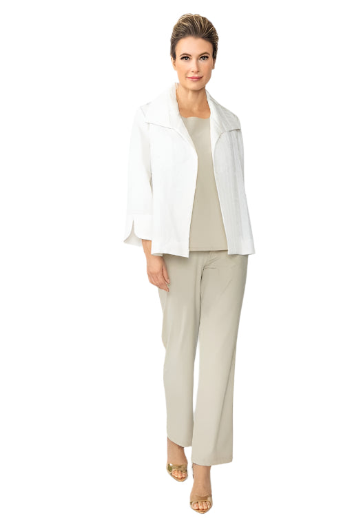 Textured Open Front Jacket in White - 6289J-WT