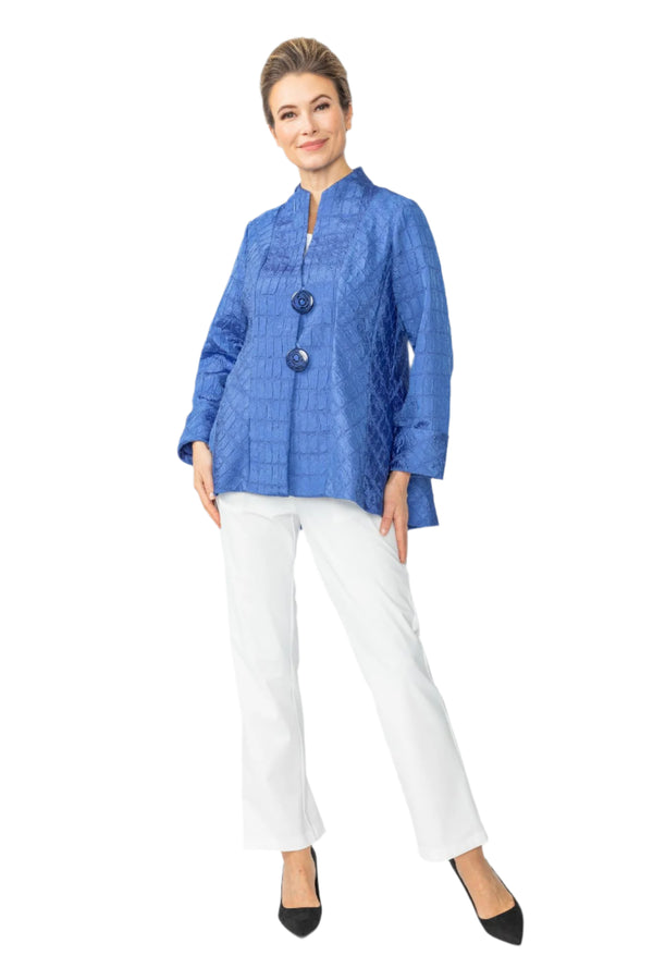 Textured Fit & Flare Jacket in Blue - 6293J-BLU