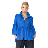 Shirred Peplum Jacket in Blue - 4646J-BLU