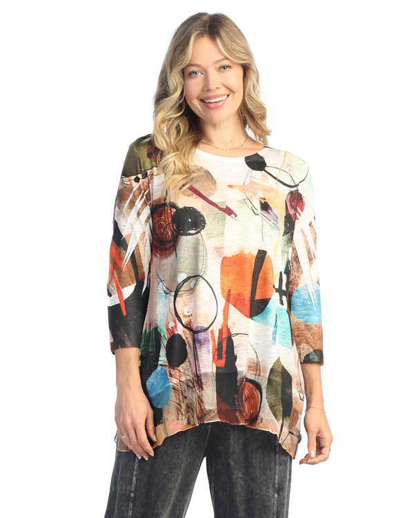 Jess & Jane "Toscana" Animal Print Chiffon Hem Tunic Top - 63-1856