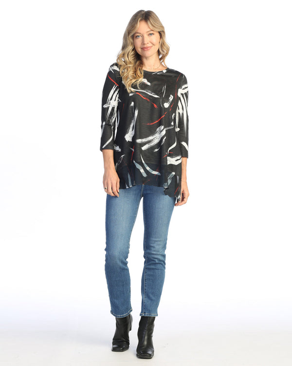 Jess & Jane "Ripples" Animal Print Chiffon Hem Tunic Top - 63-1961