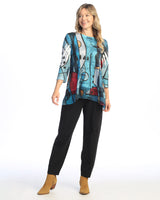 "Granada" Animal Print Chiffon Hem Tunic Top - 63-1962