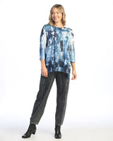 "Mariposa" Animal Print Chiffon Hem Tunic Top - 63-1975