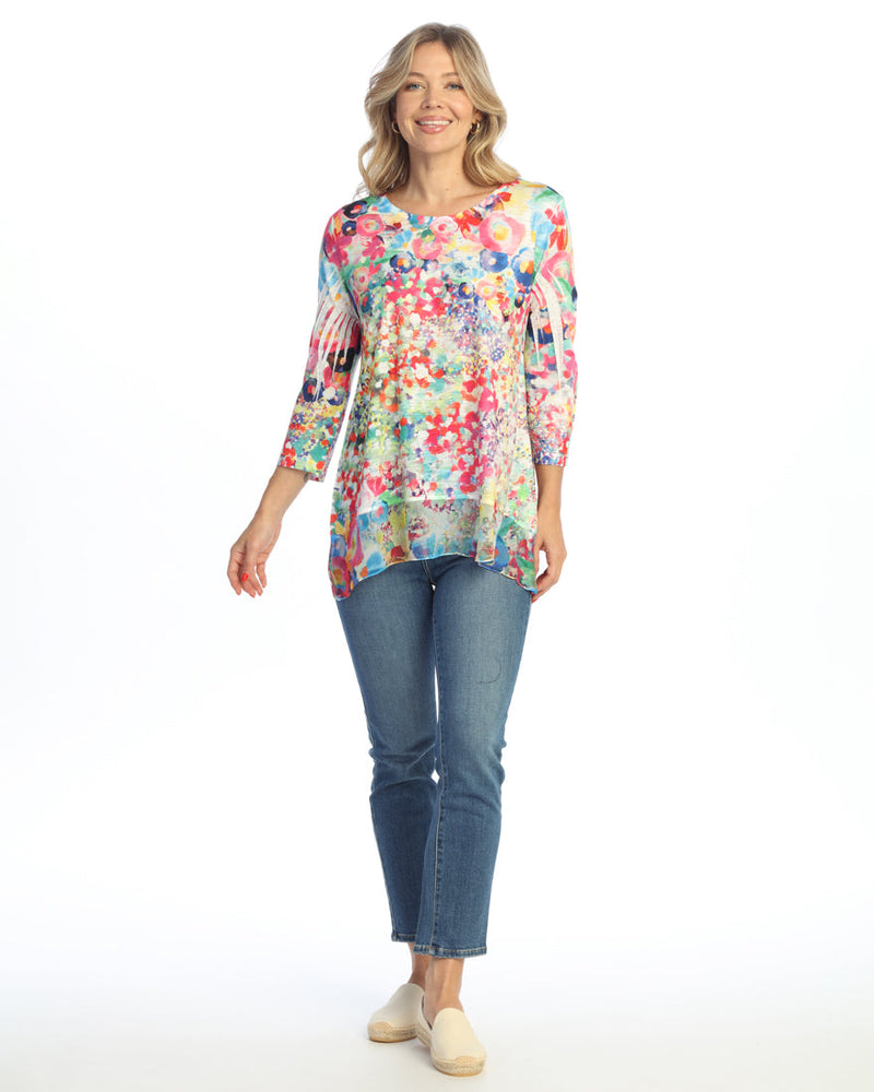 "Meadows" Animal Print Chiffon Hem Tunic Top - 63-2085