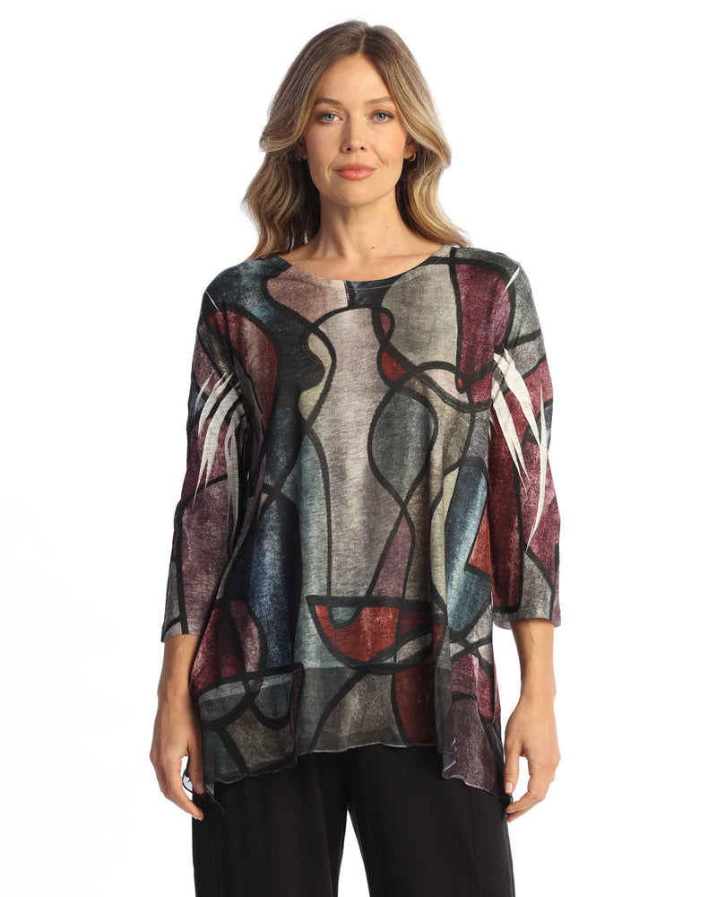 Chiffon Contrast Tunic Top - 63