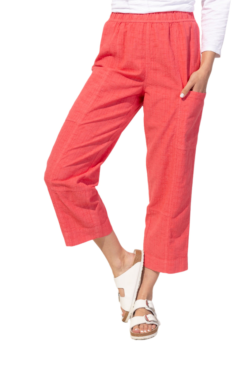 Vista Washed Cotton Tapered Crop Pant - 63331