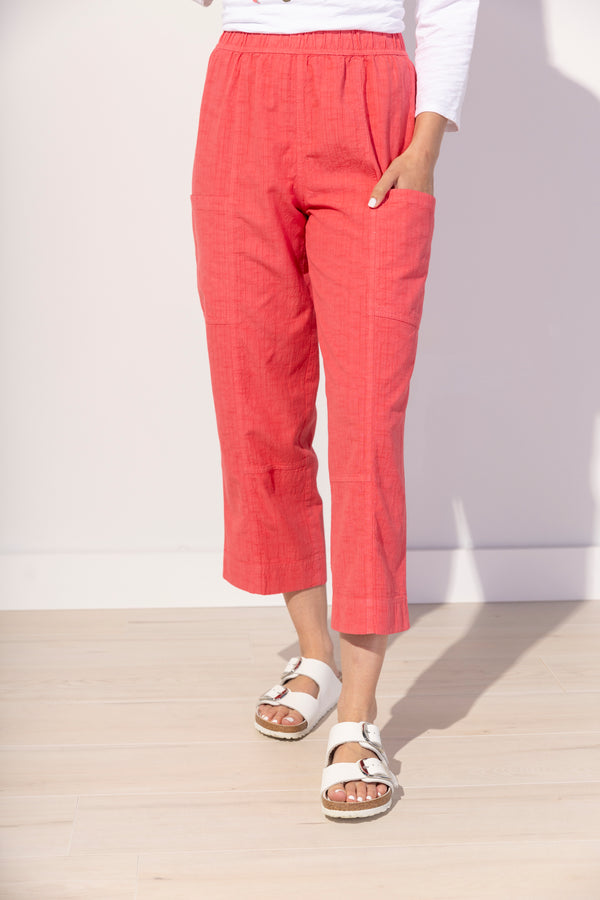 Vista Washed Cotton Tapered Crop Pant - 63331