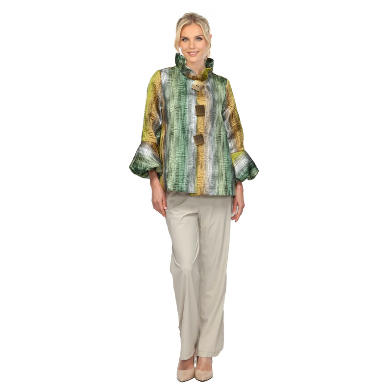 Metallic Stripe Jacket in Green - 7572J-GRN