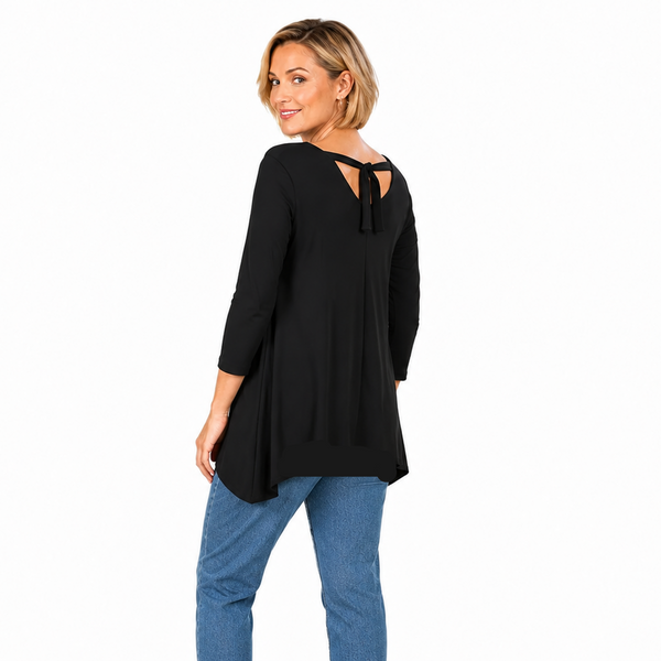 Soft Knit Back-Tie Tunic in Black - TU21-BLK - Size XS Only!