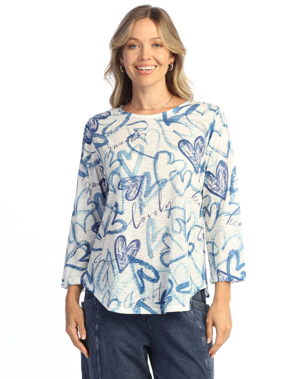 Round Hem 3/4 Sleeve Slub Top - 64