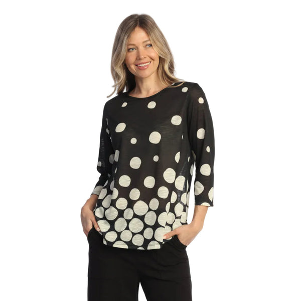 Round Hem 3/4 Sleeve Slub Top - 64
