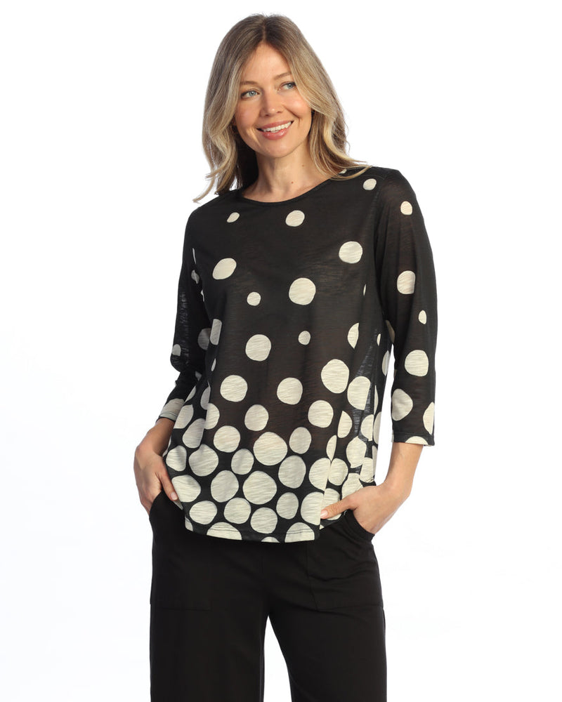 Round Hem 3/4 Sleeve Slub Top - 64
