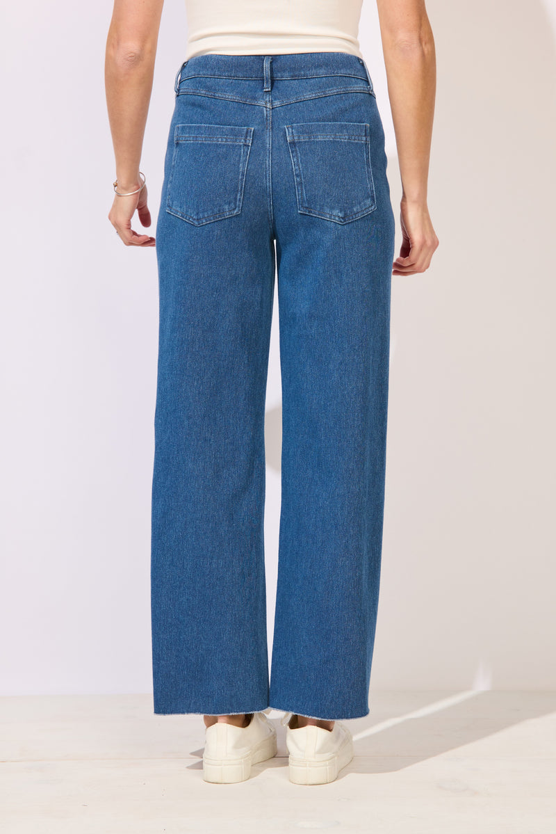 Knit Denim Leaves Relaxed Leg Jean - 64271