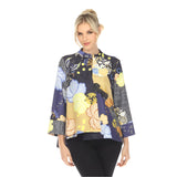 Floral-Print Asymmetric Jacket in Royal - 5804J-ROY