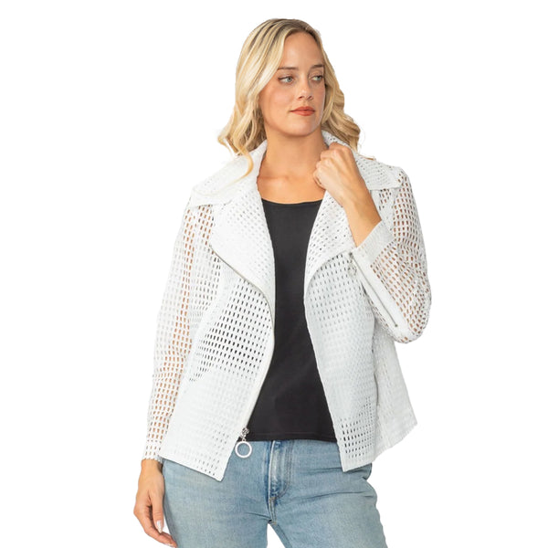 Laser Cut Biker Jacket in White - 6462J-WT