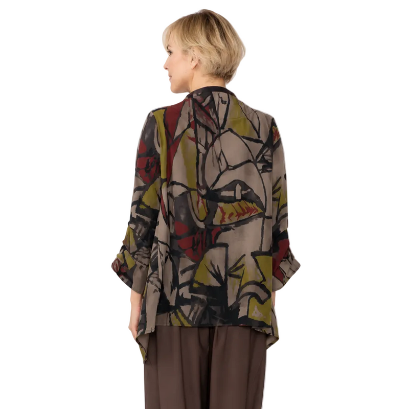 Just In! Abstract Print Asymmetric Jacket - 8219T
