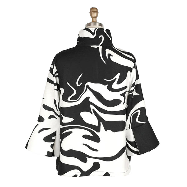 Marble Swirl-Print Short Jacket in Black & White - 4938-WT