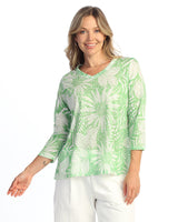 V-Neck 3/4 Sleeve Side Slit Top - 65