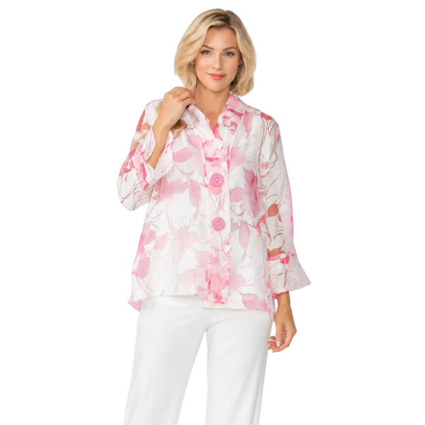 Sheer Floral Burnout Jacket in Pink - 6511J-PNK