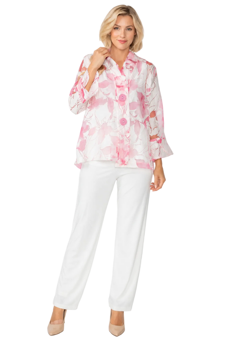 Sheer Floral Burnout Jacket in Pink - 6511J-PNK