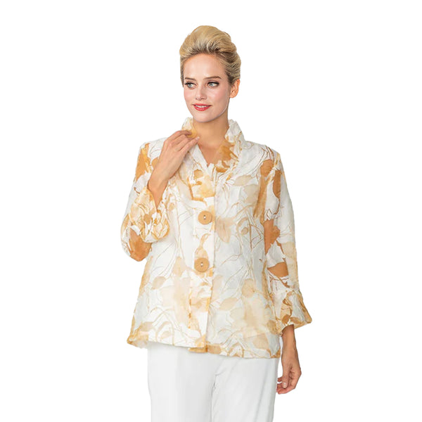 IC Collection Sheer Floral High-Low Jacket in Beige - 6511J-BG