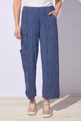 Striped Cotton Slub J Pocket Pant - 65127