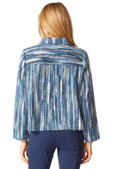 Textured Tapestry-Inspired Stripe Jacket - 65305